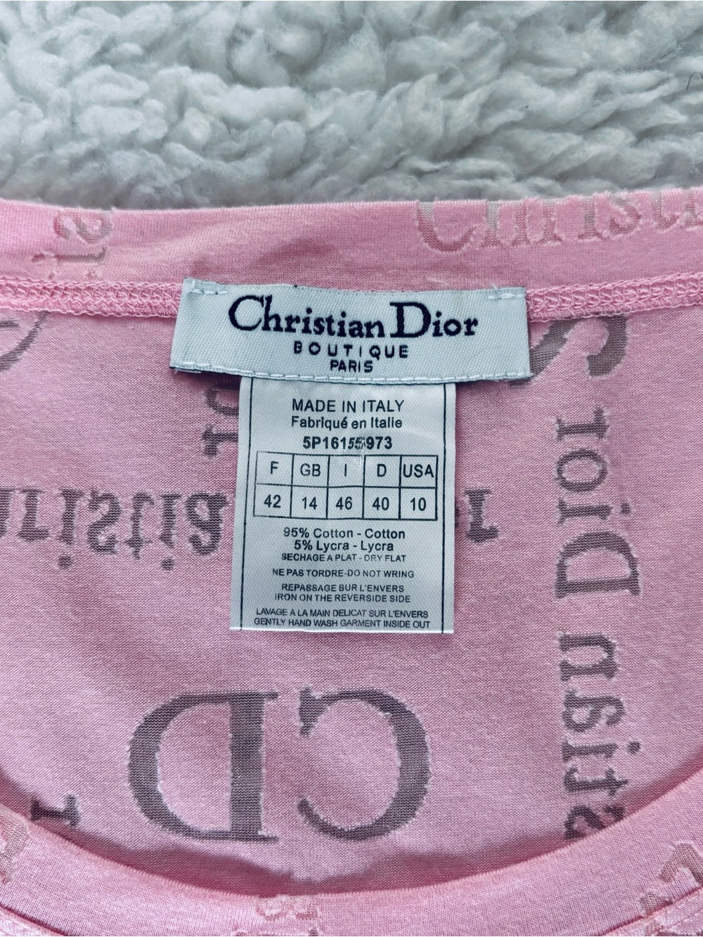Christian Dior Pink Logo Silhouette Vintage Tee Sz EU42 US S-M - Picture 6 of 16